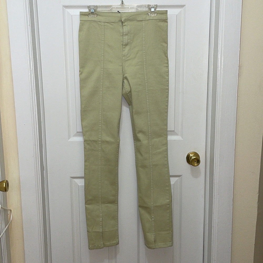Zara olive green split skinny pants